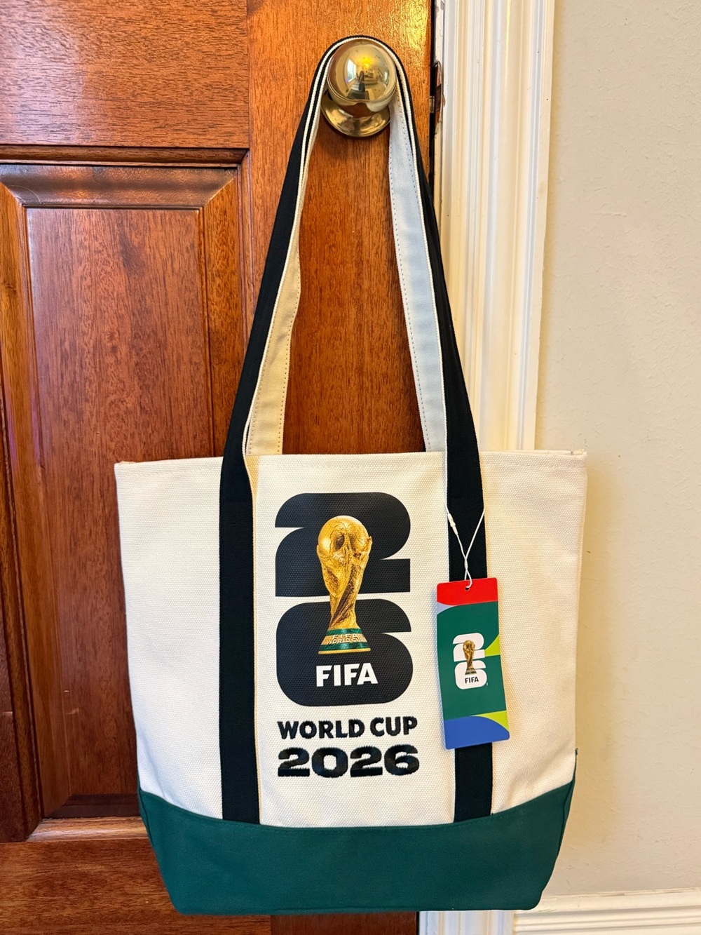 ⚽ Official FIFA World Cup 2026 Canvas Tote Bag – NWT ⚽ - White & Green
